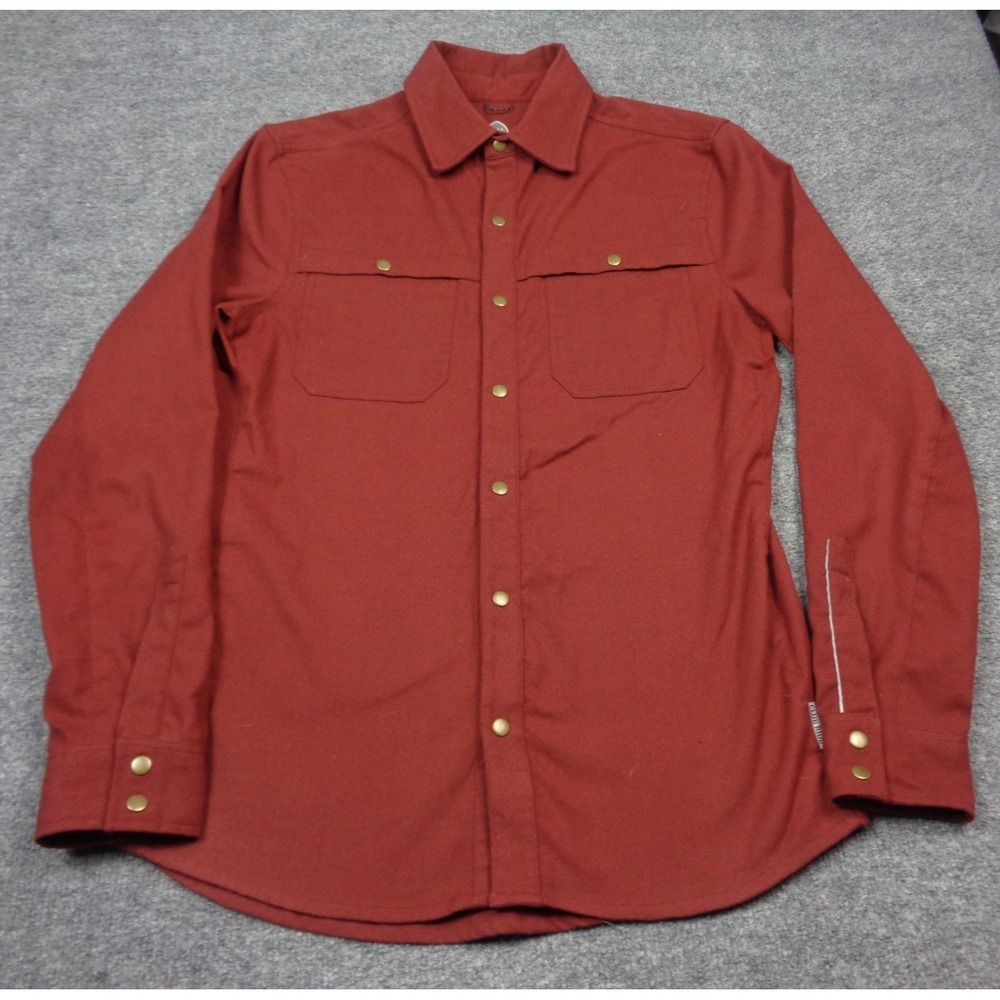 Club Ride Cycling Flannel Shirt Mens S Red Snap Button MTB Long Sleeve Pockets